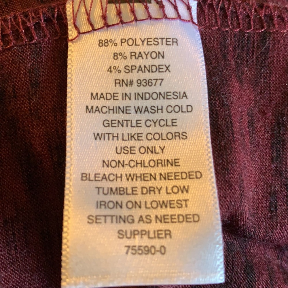Ana women’s long sleeve burgundy/black top size XL - Picture 7 of 7